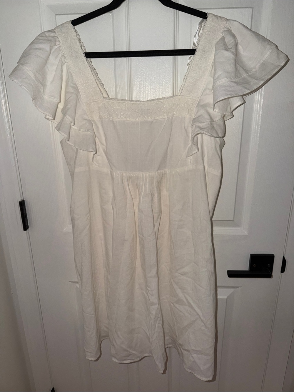 wild fable Cream Ruffle-Sleeve Square Neck Mini Dress